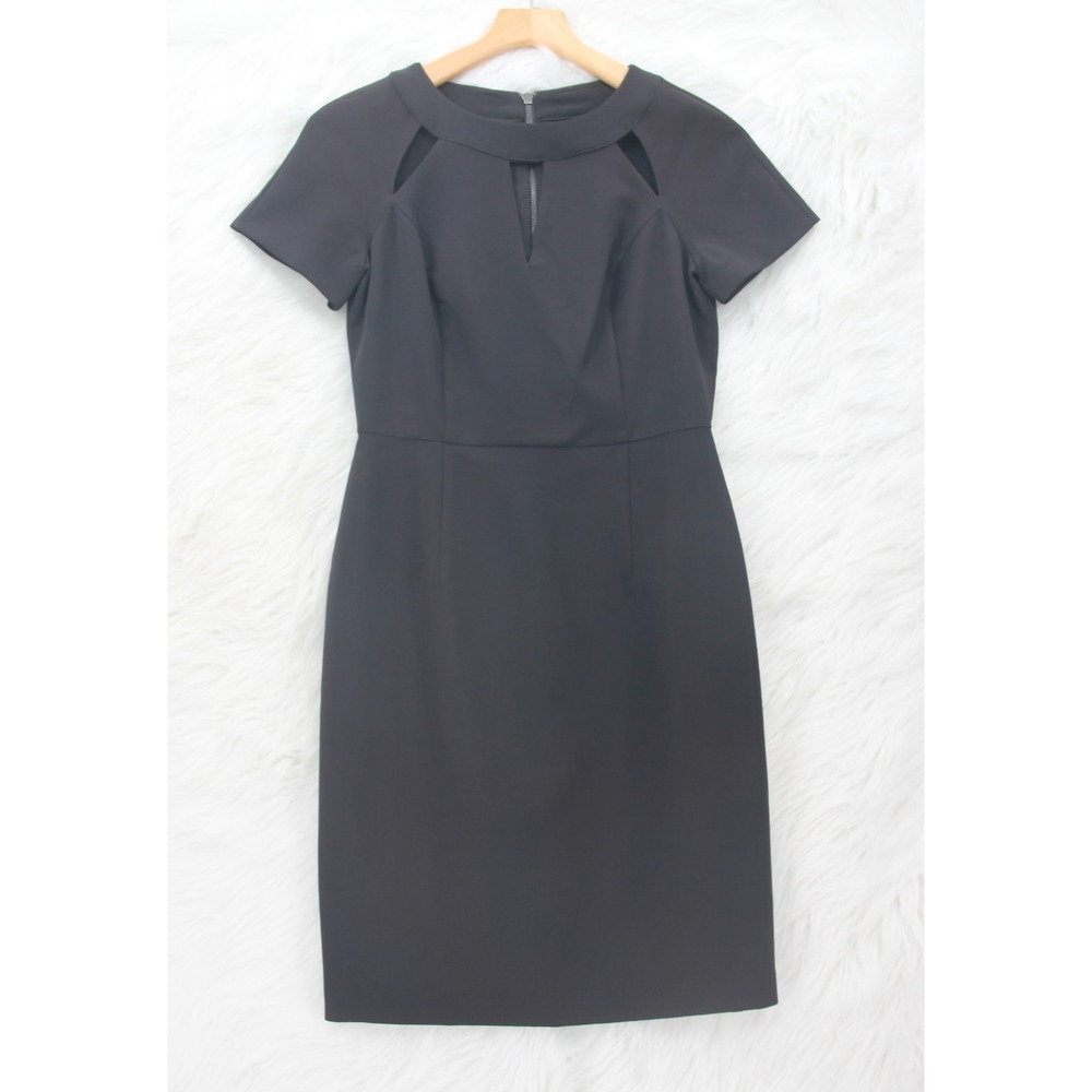 Focus by Shani Cutout Sheath Dress Women's Size 2 Black Short Sleeve Lined #803